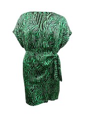 MICHAEL Michael Kors Women's Zebra-Print Tie Dress (L, Spring Green)