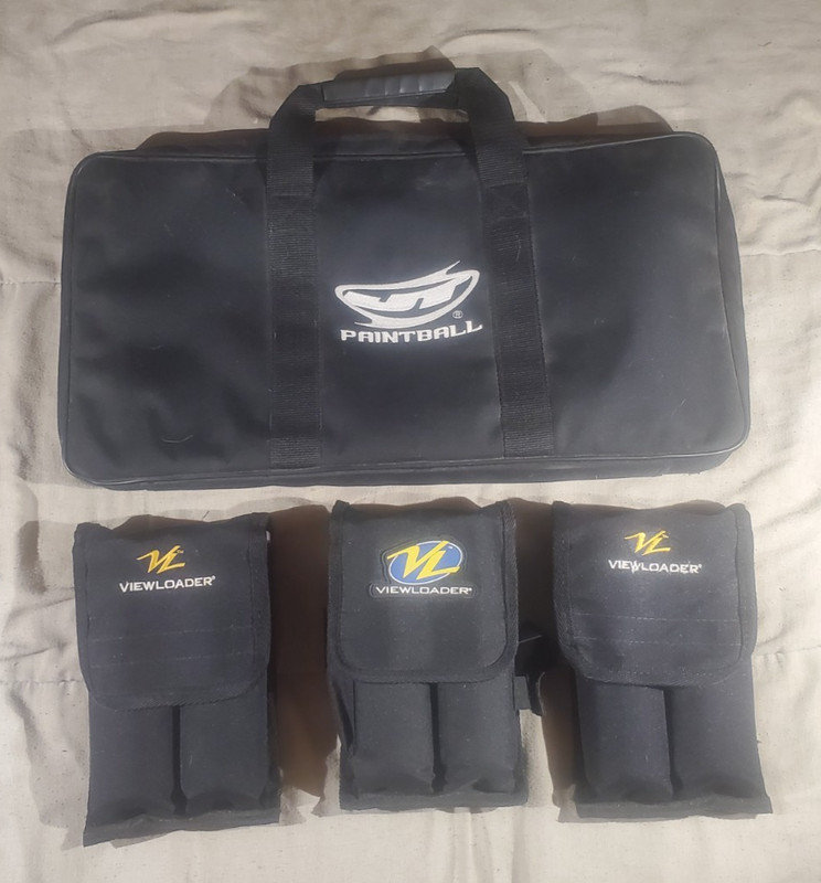 JT Paintball Padded Equipment Bag with Viewloader Haulers Pods & Red Paintballs