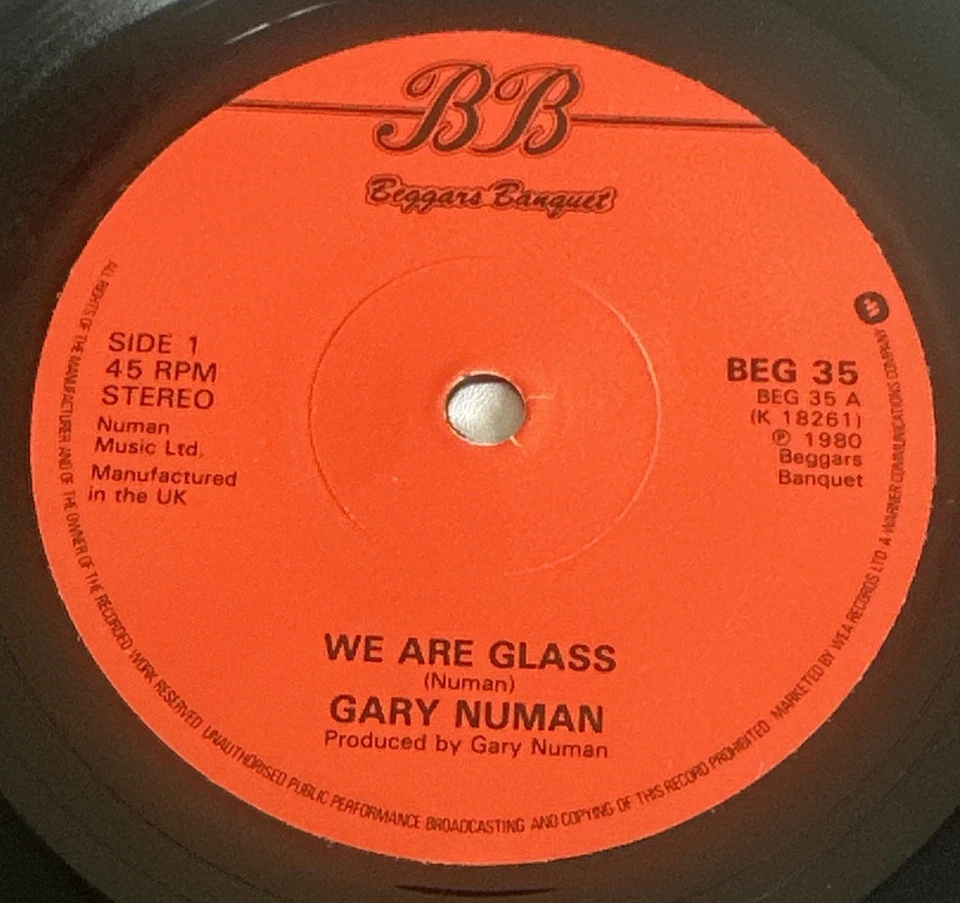 Gary Numan - We Are Glass 7" vinyl single Uk Issue Beggars Banquet VG+ / VG+ - Image 4 of 4