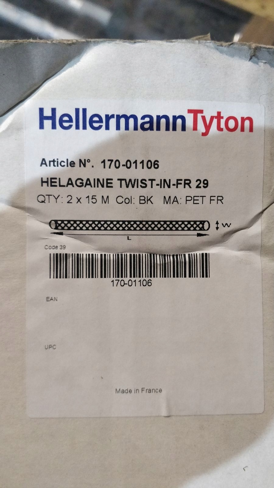 Hellermann Tyton 170-01106 Twist-In-FR 29 Protective Braid 1 Piece