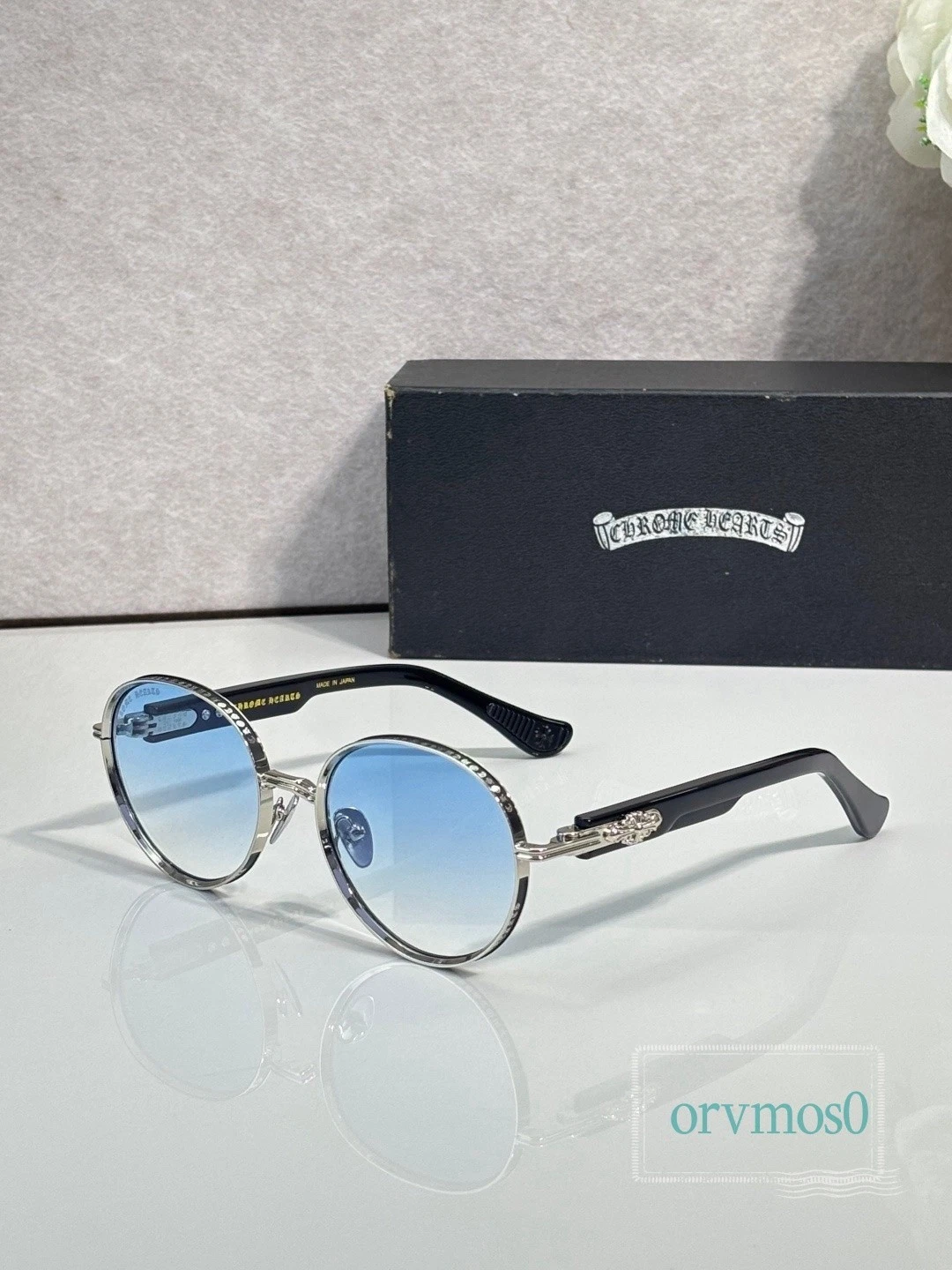 Chrome Hearts DEEP FIH Metal Framed Casual Round Sunglasses 58 21-145