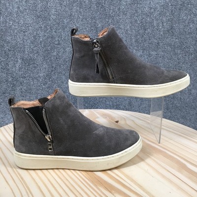 Soft Britton Zip Ankle Boots Womens 6 M Round Toe Comfort Casual Leather Gray