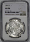 1921-D Morgan Silver $1 Dollar NGC MS 64