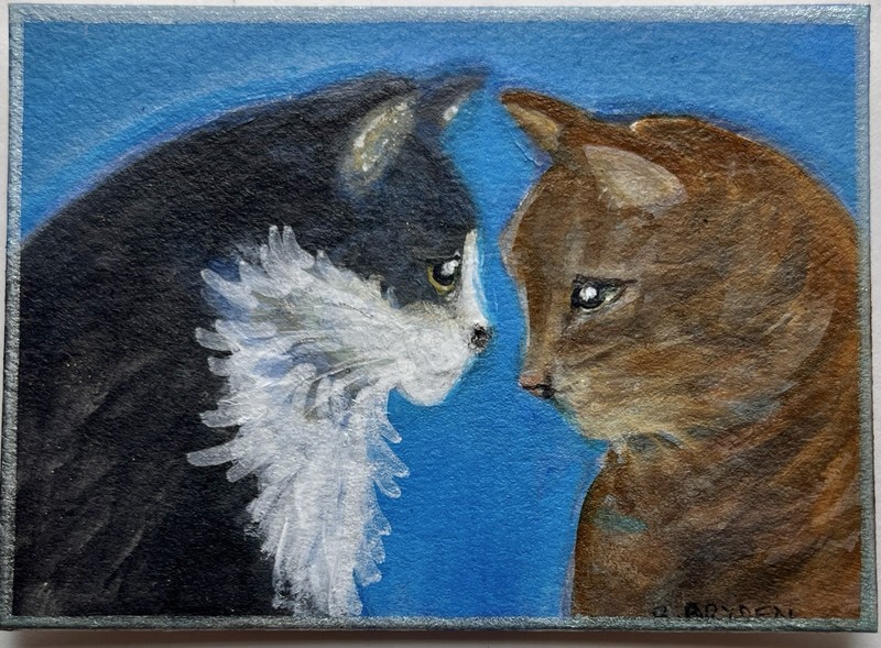 ACEO Original Acrylic Painting Cat Kitten miniature by BrydenArt