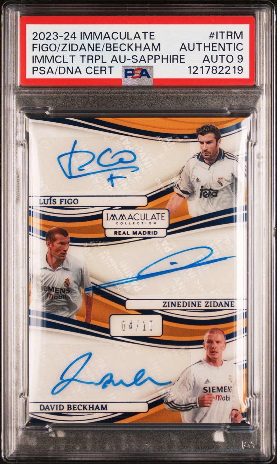 2023-24 Immaculate David Beckham Zidane Figo Triple Auto /10 PSA Real Madrid