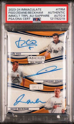 2023-24 Immaculate David Beckham Zidane Figo Triple Auto /10 PSA Real Madrid