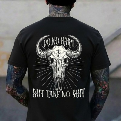 Do No Harm But Take No Sh*t - Cow Bull Boho Skull T-Shirt