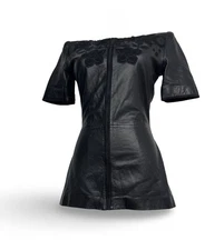 Archive🔥 Valentino Boutique 80s Vintage Leather Blouse Top Size 42