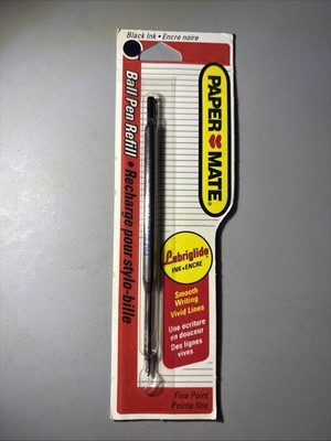 Paper Mate Lubriglide Ball Pen Refill Black Ink Fine Point USA Made NOS