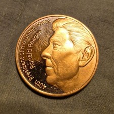 Copper .999 Fine One A.V.D.P. Ounce USA Token Ronald Reagan US President Design
