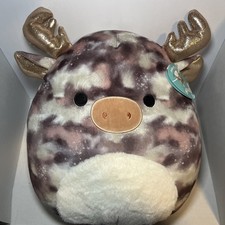 Squishmallow Greggor Stuffed Brown White Moose Camo New With Tag Plush