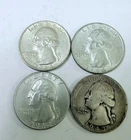 LOT OF 4 WASHINGTON SILVER QUARTERS 90% SILVER FREE SHIPPING #10438