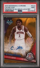 2023 Bowman U Chrome Caleb Love Auto /50 Gold Lava Arizona Wildcats PSA 9 POP 3