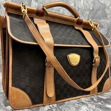 Excellent condition GUCCI Sherry Line GG 2way Brown Shoulder Bag From Japan