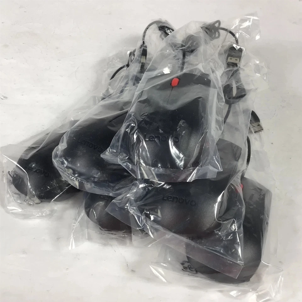 Lot of 20 Lenovo 00PH133 Black Wired USB Mouse 1PSM51M37184  MICE New - Image 4 of 4