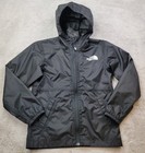 The North Face Windbreaker Jacket Boys Small 7/8 Black Hooded Dryvent Full Zip
