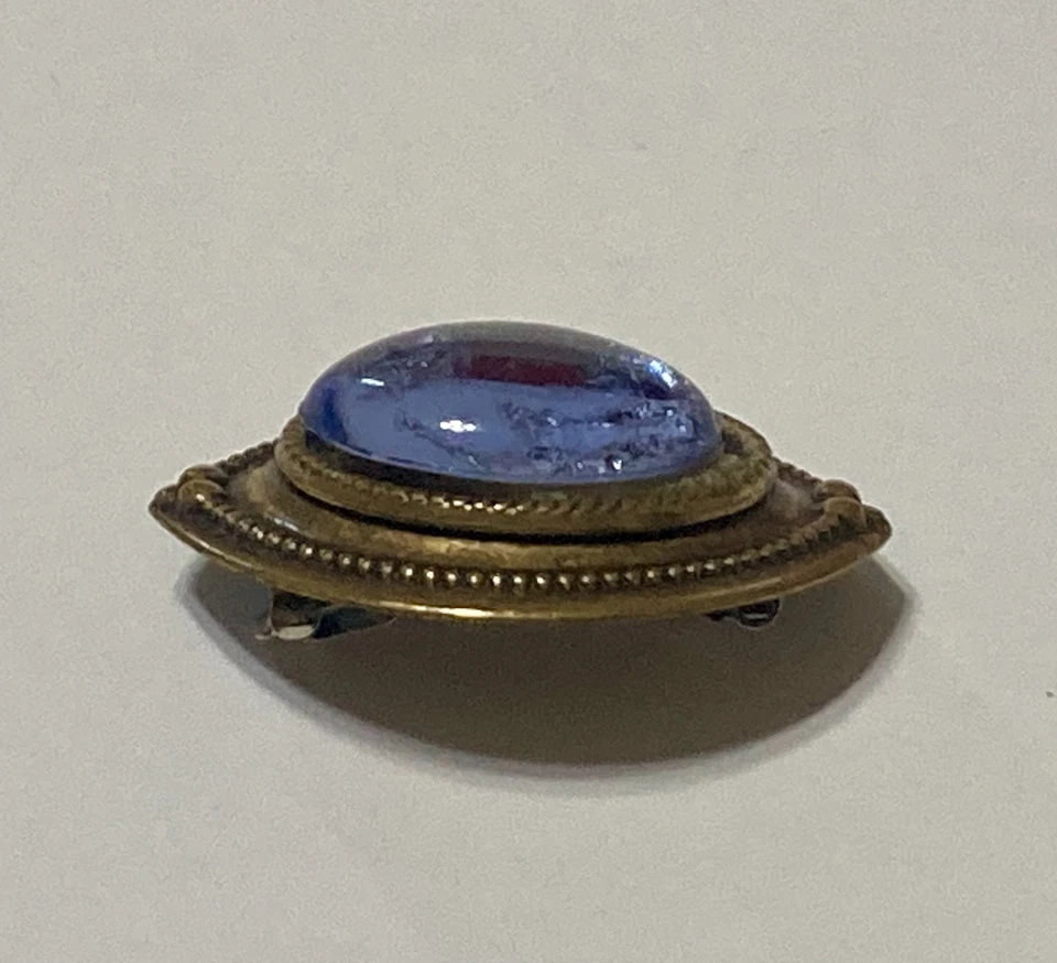 Vintage Icy Blue Domed Glass Hair Barrette Celestial Galaxy Made In France 1.75" - Image 2 of 4