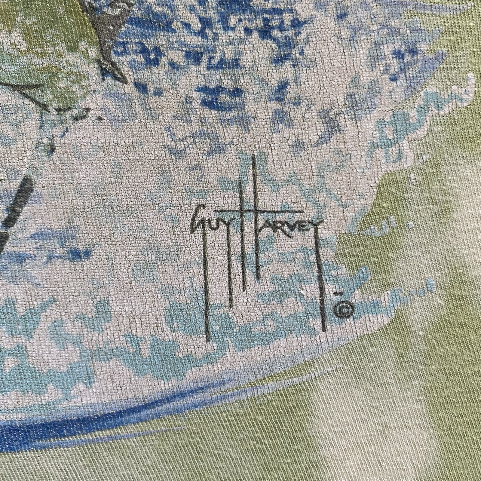 2010s Guy Harvey T Shirt Mens XL Light Green Bleach Dye Fish Fishing Marlin