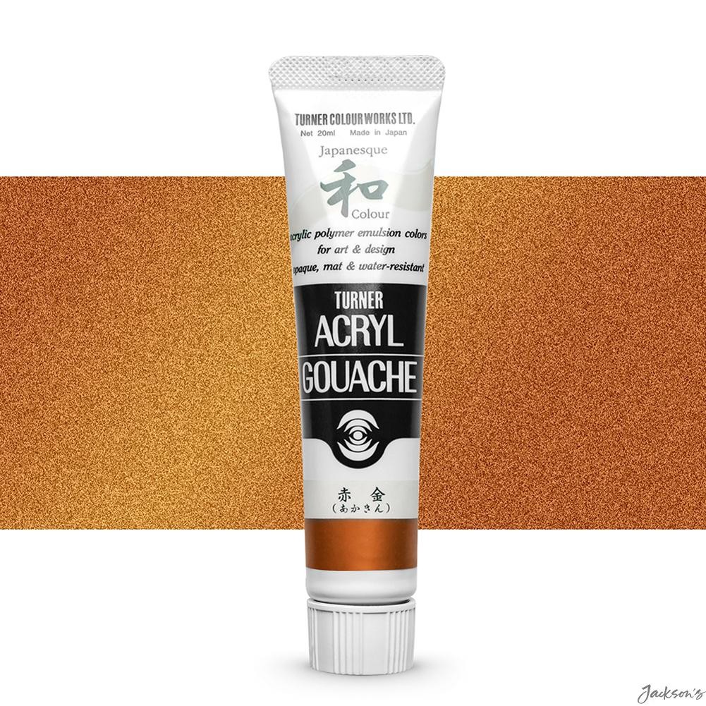 Turner Japanesque Acrylic Gouache Paint Titanium Mica 20ml Red Gold 371