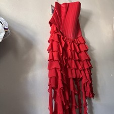 Rare NWT Jessica McClintock Red Strapless Corset Swirl Dress