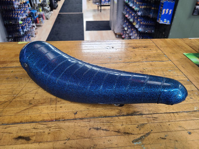 SCHWINN STINGRAY, Jr,Midget BLUE Mylar Persons Banana Seat