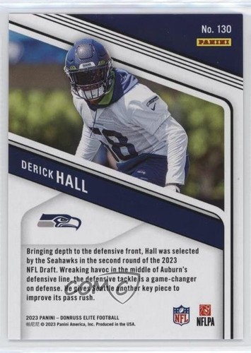 2023 Panini Donruss Elite Rookies 820/999 Derick Hall #130 14mq - Picture 2 of 3
