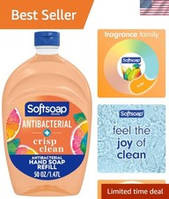 Crisp Clean Antibacterial Hand Soap Refill 50oz - 99.9% Bacteria Elimination 0.26 per fl oz