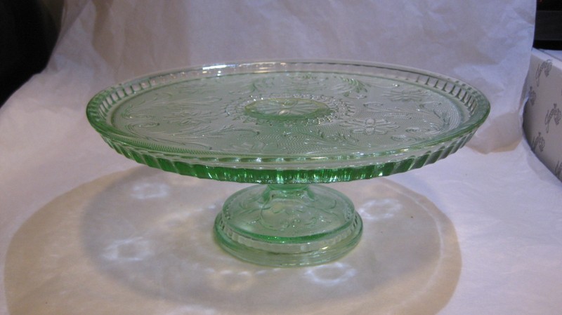 Indiana Glass Tiara Chantilly Green Sandwich Cake Stand Plate