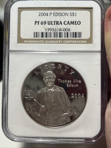 2004 P NGC PF MS69 Ultra Silber 1oz Münze Edison Commemorative UNC