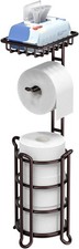 Bronze freestanding toilet paper holder with shelf