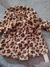 Girls Faux Fur Animal Print Coat  3- 6 Months