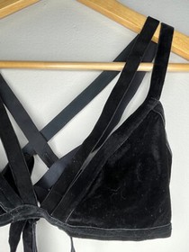 Skivvies For Love & Lemons Black Velvet Bralette size Large