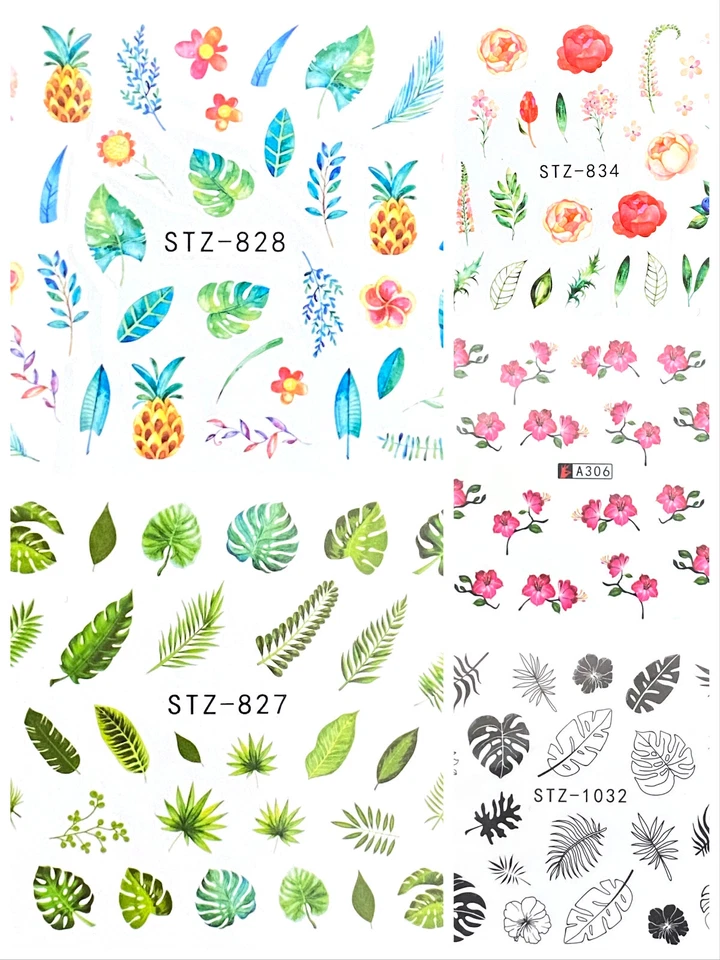MARKENLOS Blumen und Blätter Nagel Sticker Nail Art Wasser Transfer Sommer Herbst 0119