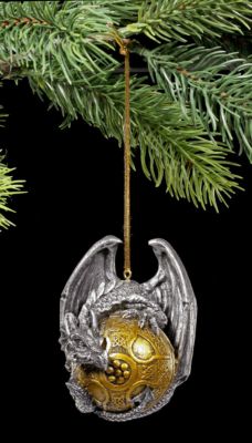 Christbaum Kugel Drache Gothic - Fantasy Schmuck Weihnachtsbaum Deko Figur