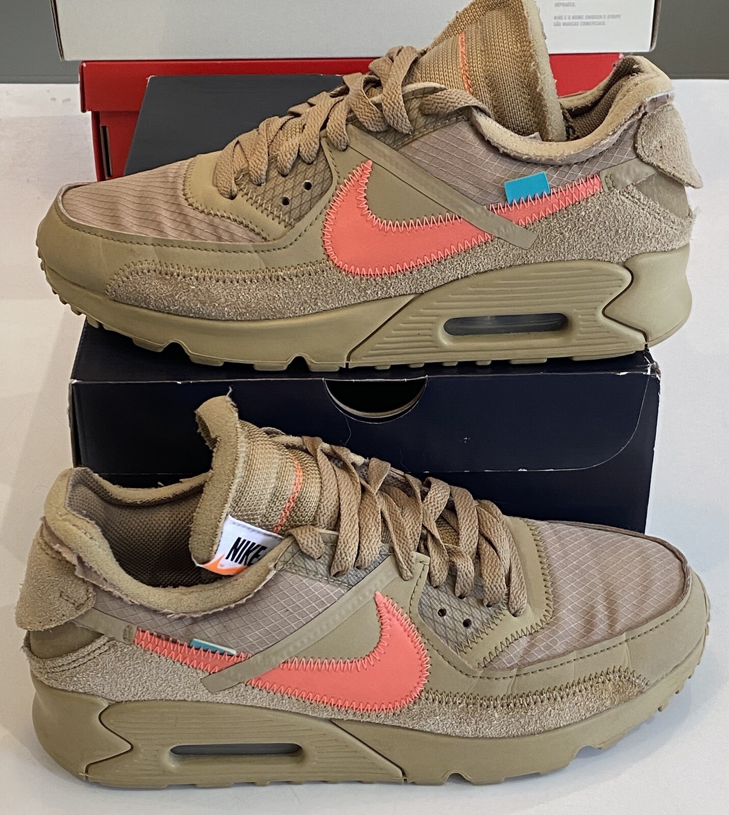 OFF WHITE X NIKE Nike Air Max 90 X Off White 'Desert Ore' UK 6 (EU 40) Ottime Condizioni ✅