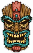 Tiki Mask Bar Tropical Cocktail Drinks Car Bumper Vinyl Sticker Decal 3.5"X5"