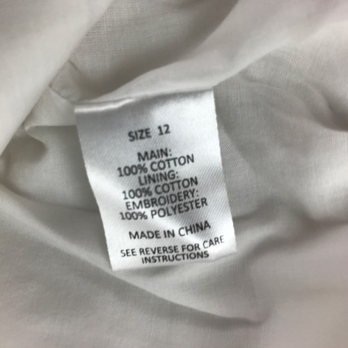 Liz Jordan Blouse White Size 12 Button Front Silver Embroidered Shoulders Cotton - Picture 12 of 14
