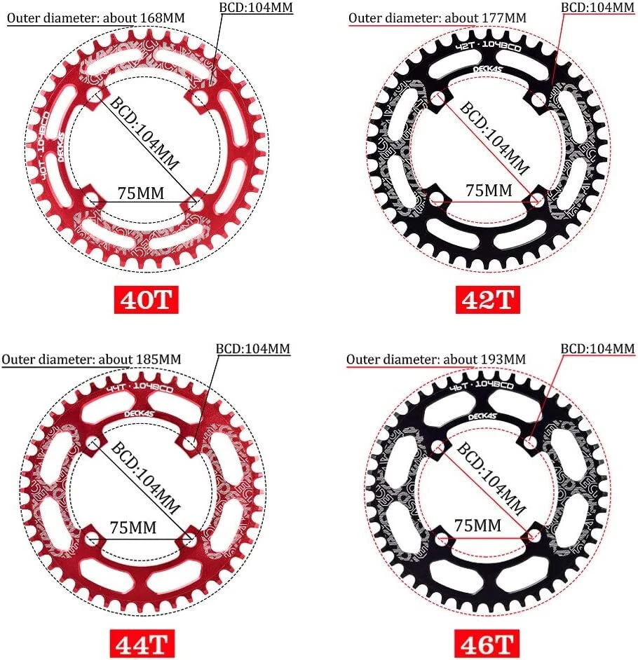 104BCD 40 42 44 46 48 50 52T Wide Single Chainring 7/8/9/10/11/12 Speed Round - Image 4 of 4