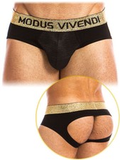 Designer Festive Bottomless Brief Men Jockstrap SPORT GOGO DANCE Black/Gold