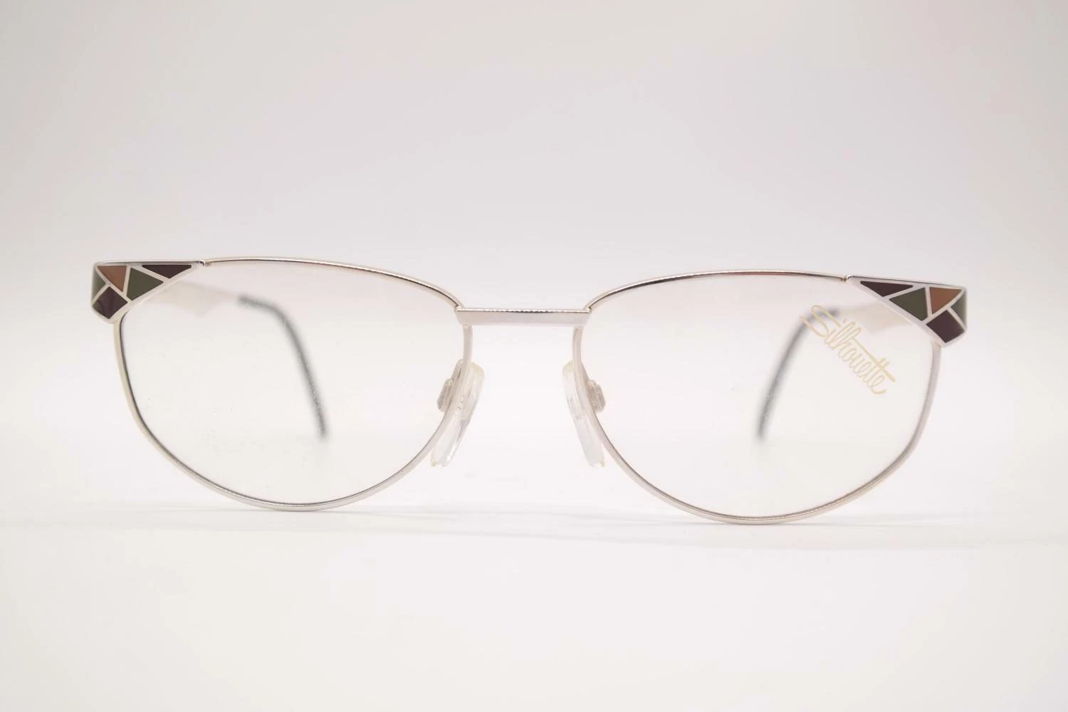 Vintage Silhouette M6177/00 Silver Multicoloured Oval Glasses Frames NOS