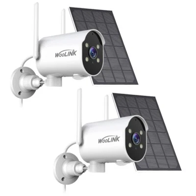WOOLINK 2PK Solar Camera 2K Outdoor Wireless WiFi Solar Battery Powered Security Camera