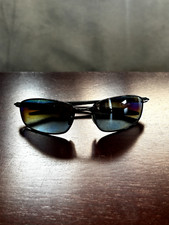 RARE NIB OAKLEY BLENDER SUNGLASSES Black Frames Silver Icons Dark Grey Lenses
