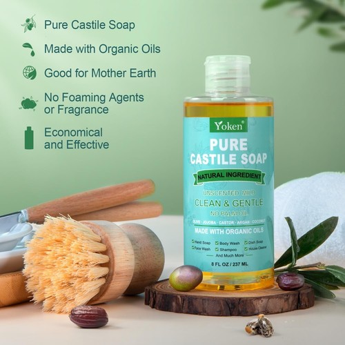 Jabón líquido orgánico puro de Castilla (verificado EWG, sin perfume, 8 OZ), hecho con Orga - Imagen 5 de 8