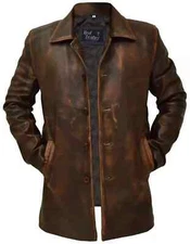 Men's Distressed Supernatural Dean Winchester Brown Real Leather Jacket Coat F12