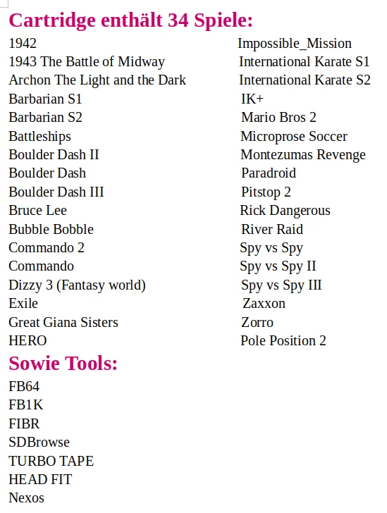Commodore 64 / 128 === > Cartuccia / Modulo di gioco Vol.1 - Immagine 2 di 4