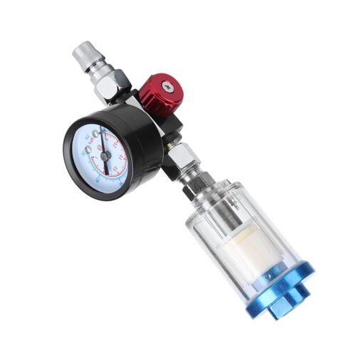 Hot Pneumatic Spray Gun Air Pressure Regulator Gauge In Line Oil Water Trap - Photo 1 sur 12