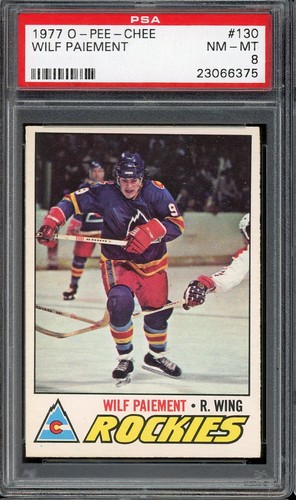 1977 O-Pee-Chee Hockey #130 Wilf Paiement PSA 8