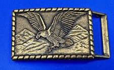 Patriotic Eagle Flying Over America Mountainsides Belt Buckle