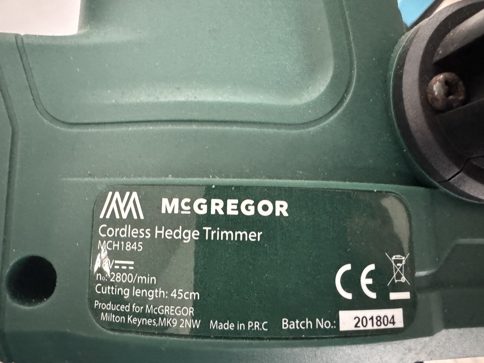 McGregor 18v Liion Cordless Hedge Trimmer MCH1845 With Battery and Charger eBay