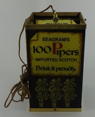 Vintage Seagrams 100 Pipers Imported Scotch Lamp Hanging Light 